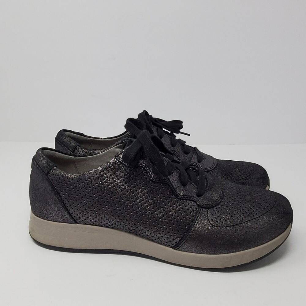 Dansko Women's Christina Sneaker Shoes Leather Metallic Gray Size 41 Lace up